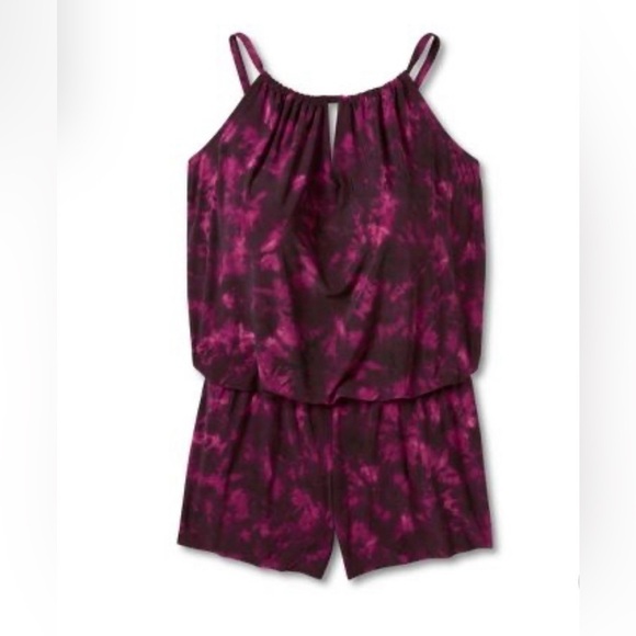 WOMEN'S High Neck Swim Romper with Pockets One Piece Swimsuit - Solid Burgandy - Picture 3 of 12